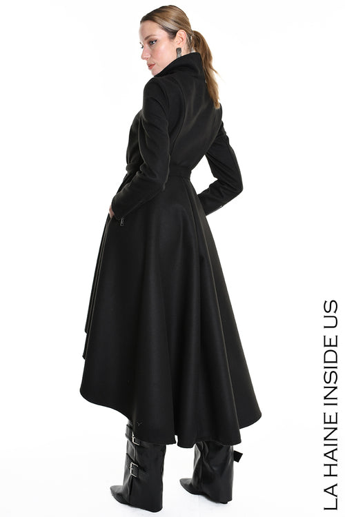LH W5151 COAT Asymmetric Cloth Lined Black