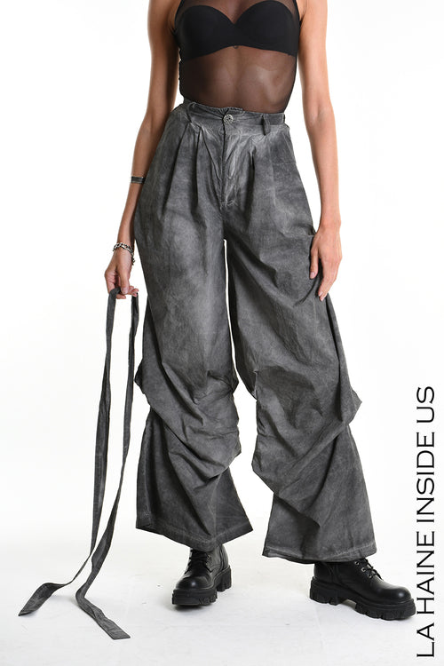 LH W5380 PANTALONE Palazzo Dyed Cotton in Gabardine Grey