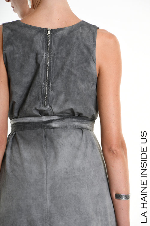 LH  W5379 DRESS Dyed Cotton Gabardine Grey