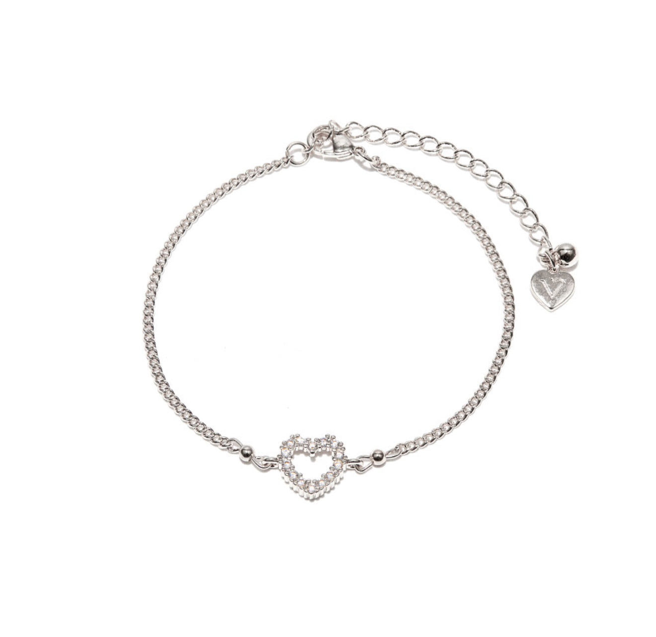 Vestopazzo ks1003 bracciale catena cuori brillanti