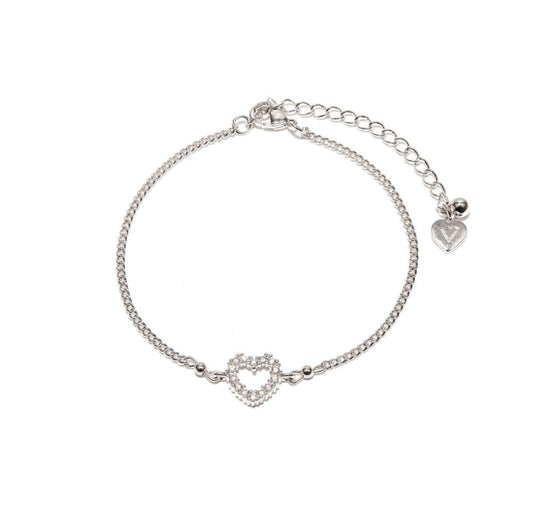 Vestopazzo ks1003 bracciale catena cuori brillanti