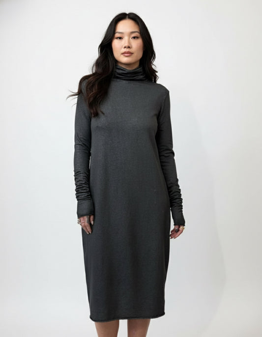 Sanctamuerte s238 Abito collo alto colore LAMINATED BLACK