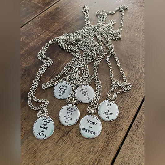 Mupaji necklace with phrases in English