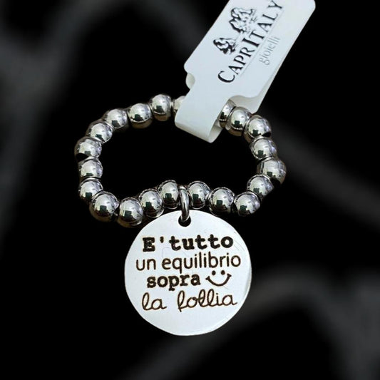 Capritaly elastic ring with nuggets and pendant with phrases from Jova, liga and Vasco songs