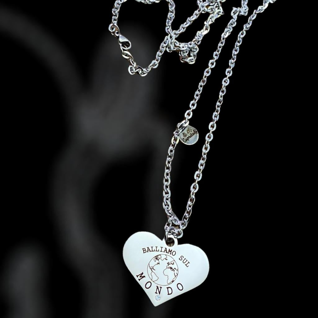 TINGN Collana Lunga A Strati Con Ciondolo A Y E Cuore - Donna, Catena Regolabile, Placcata Oro 14K, Ipoallergenica